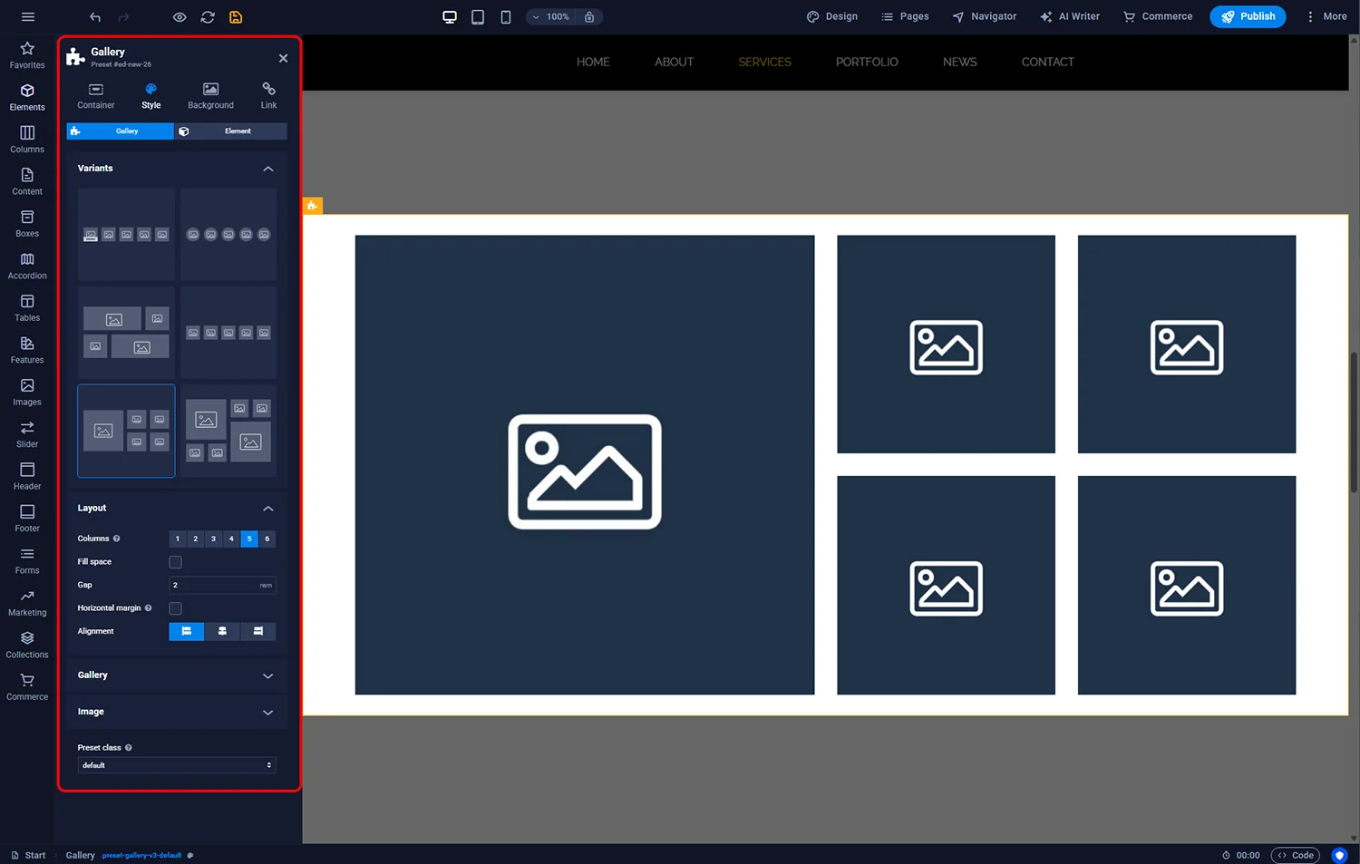 Sitejet Builder - gallery layout