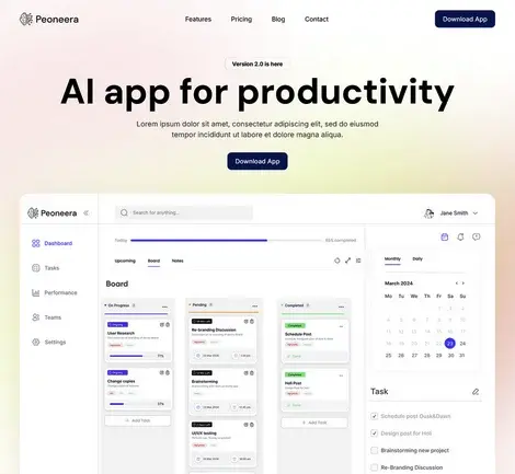 Peoneera template demo