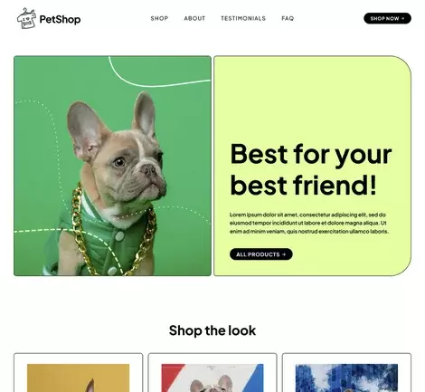 Pet Shop template demo